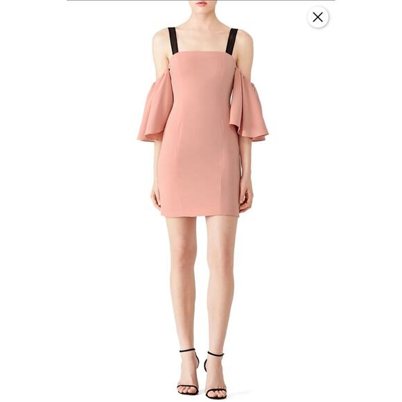 Cinq a Sept Bloom Monroe Mini Dress size 6 sheath off the shoulder blush pink - Picture 2 of 12